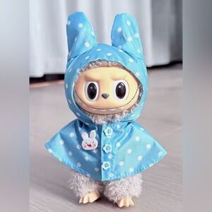Blue Polka Dot Labubu Hooded Raincoat- doll NOT included